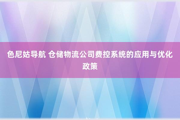 色尼姑导航 仓储物流公司费控系统的应用与优化政策