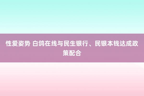 性爱姿势 白鸽在线与民生银行、民银本钱达成政策配合