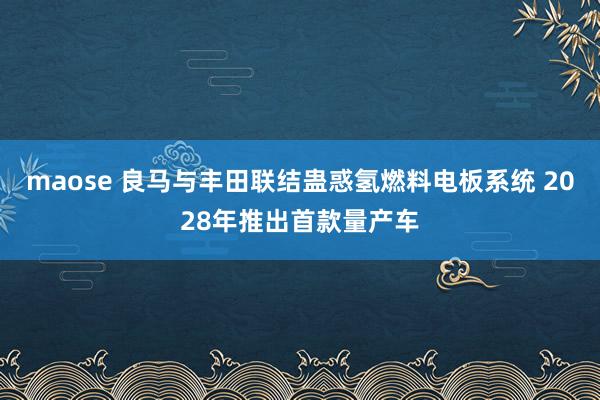 maose 良马与丰田联结蛊惑氢燃料电板系统 2028年推出首款量产车